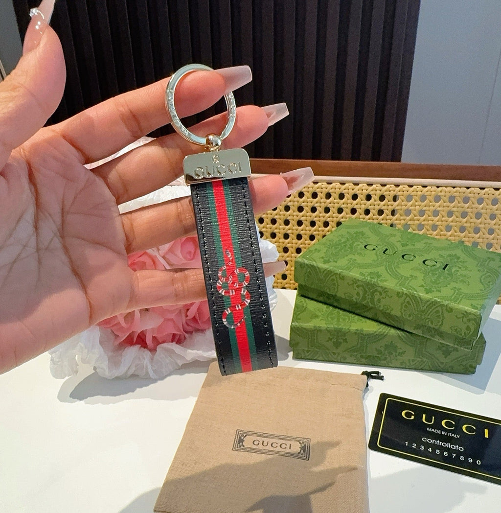 GUCCI Canvas Metal Bag Charm Keychain