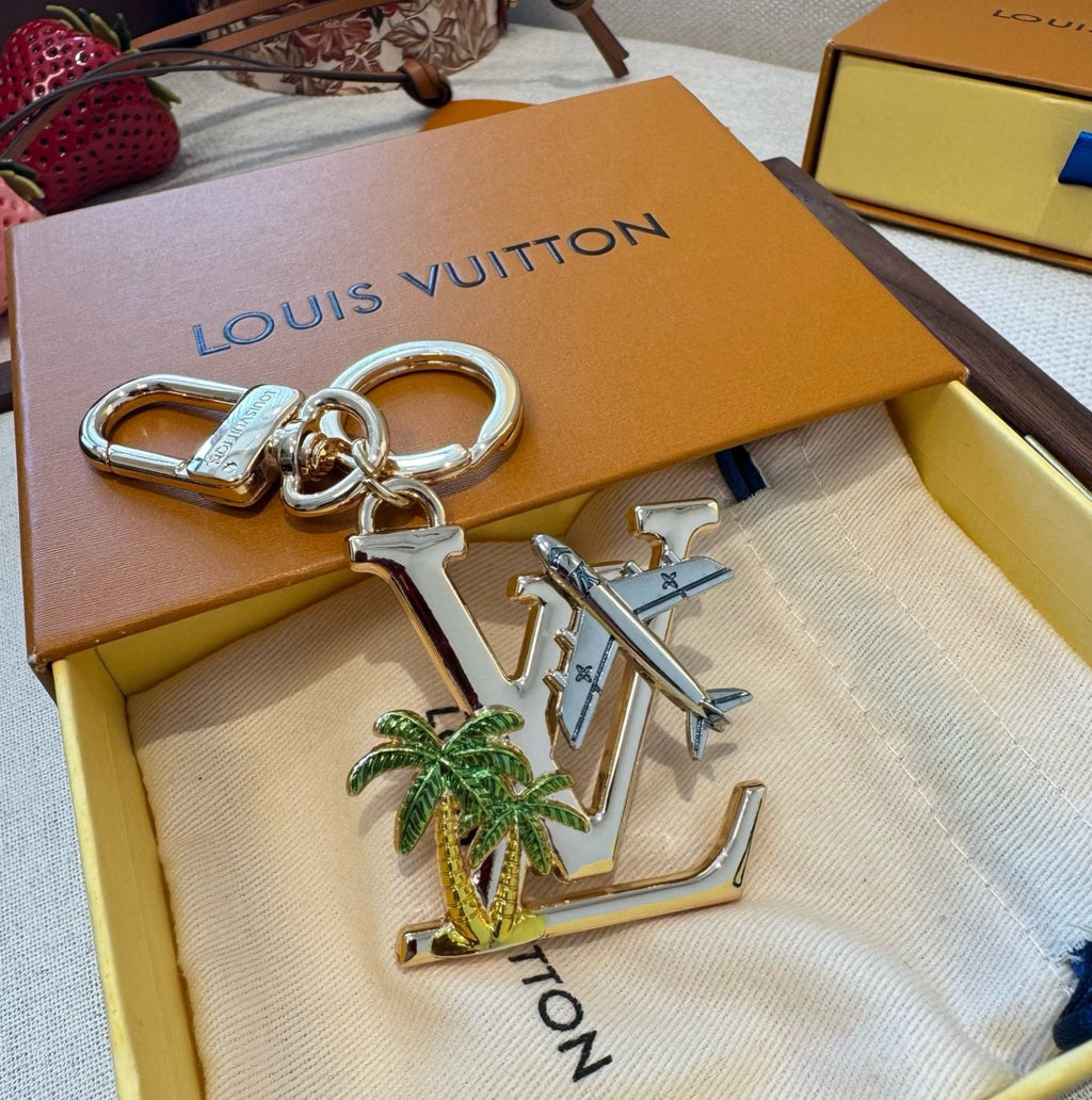 LOUIS VUITTON Metal Logo Bag Charm Keychain