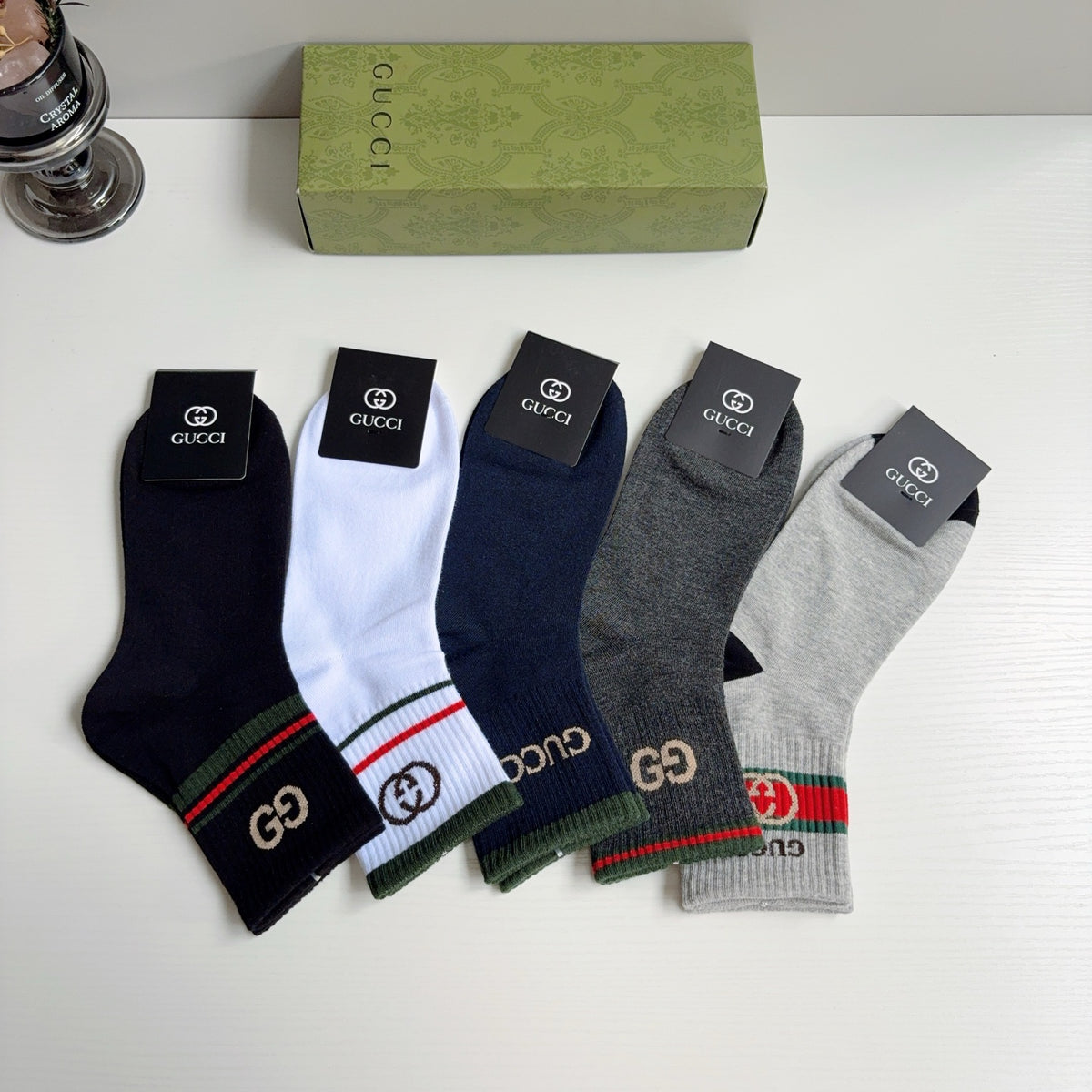 Gucci Cotton Knee-High Socks – 5-Pair Set #003