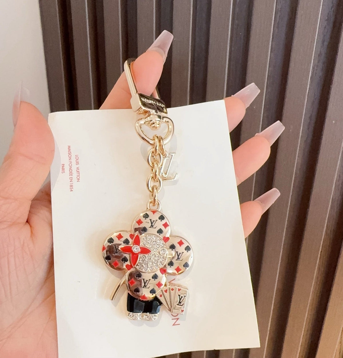 LOUIS VUITTON Canvas Flower Bag Charm Keychain