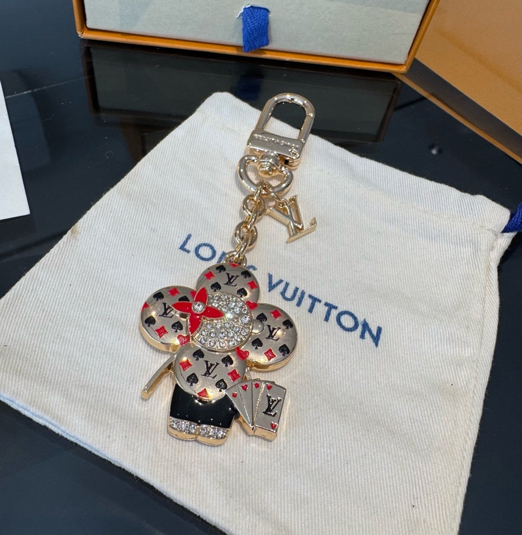 LOUIS VUITTON Canvas Flower Bag Charm Keychain