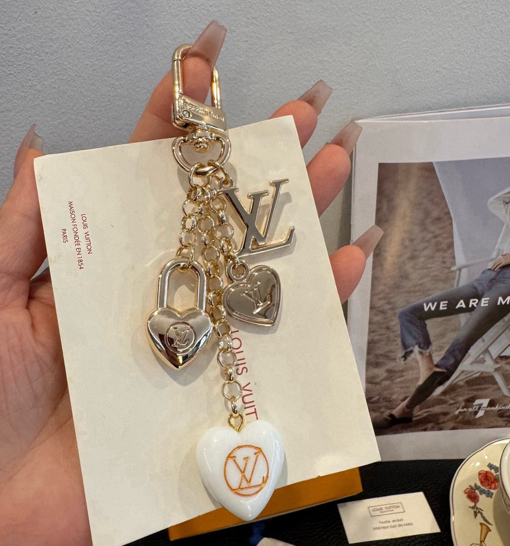 LOUIS VUITTON Canvas Flower Bag Charm Keychain