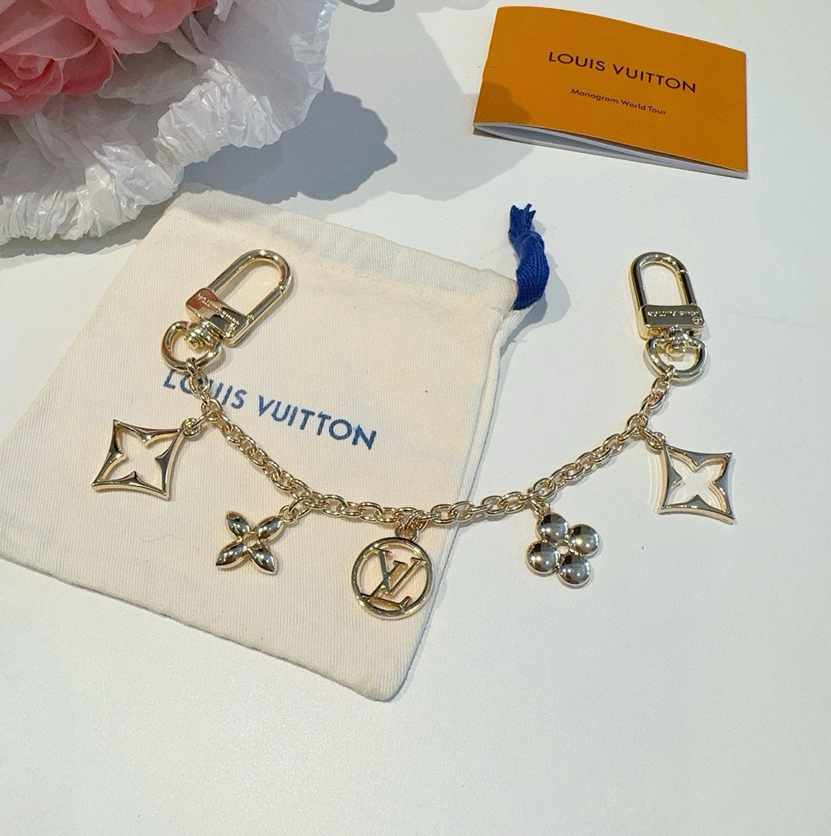 LOUIS VUITTON M01188 Canvas Flower Bag Charm Keychain
