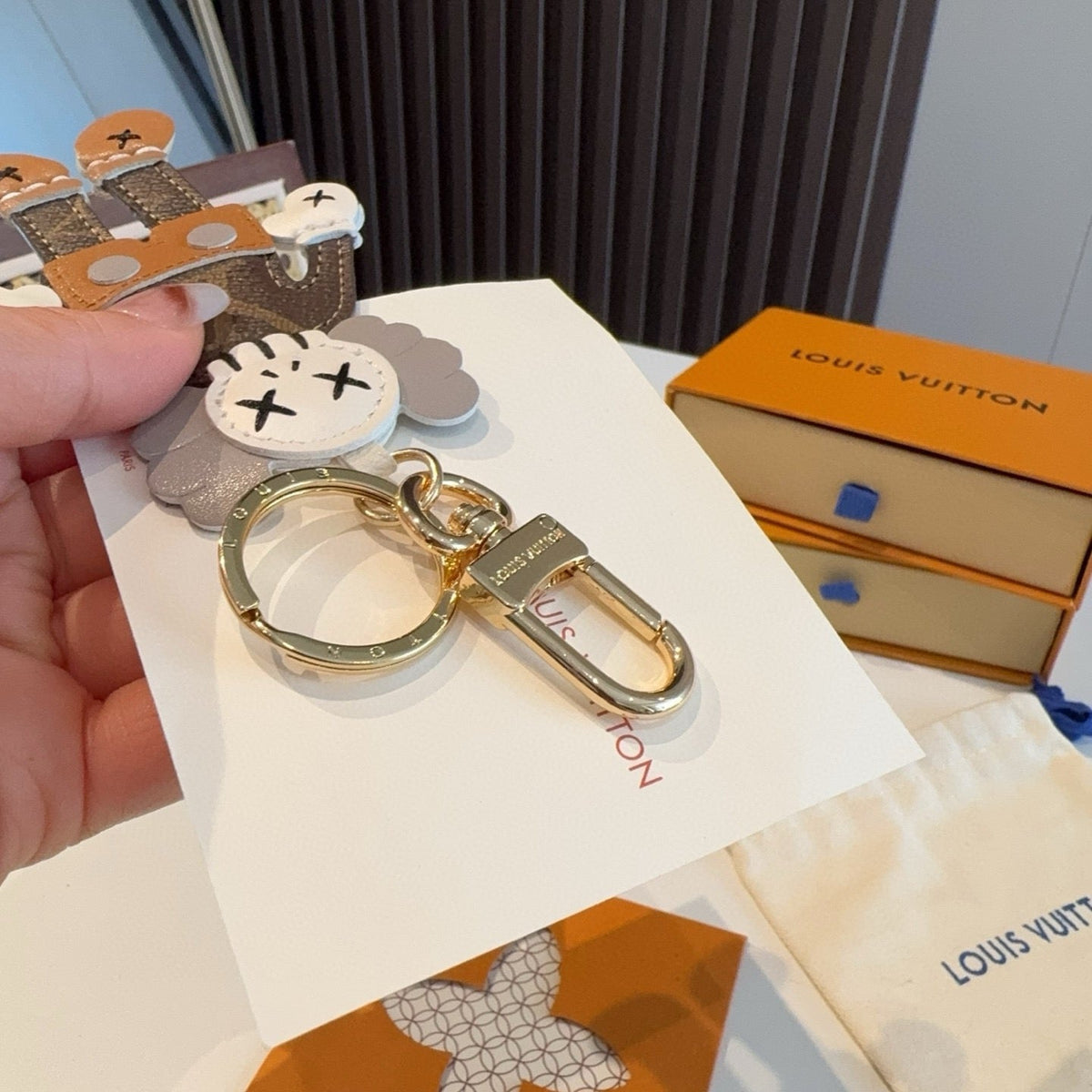 LOUIS VUITTON Metal Logo Bag Charm Keychain