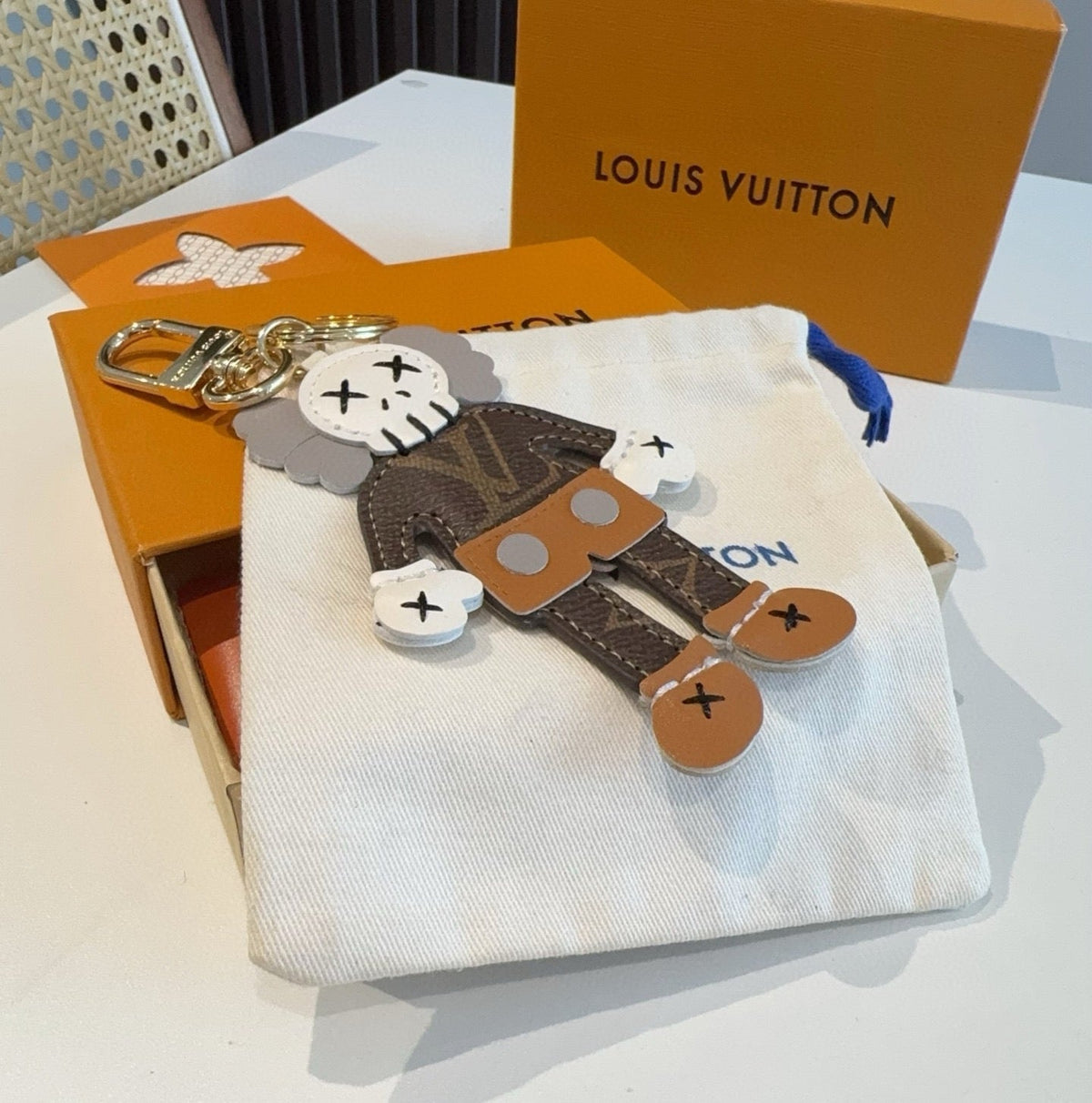 LOUIS VUITTON Metal Logo Bag Charm Keychain