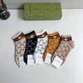 Gucci Cotton Ankle Socks – 5-Pair Set #005
