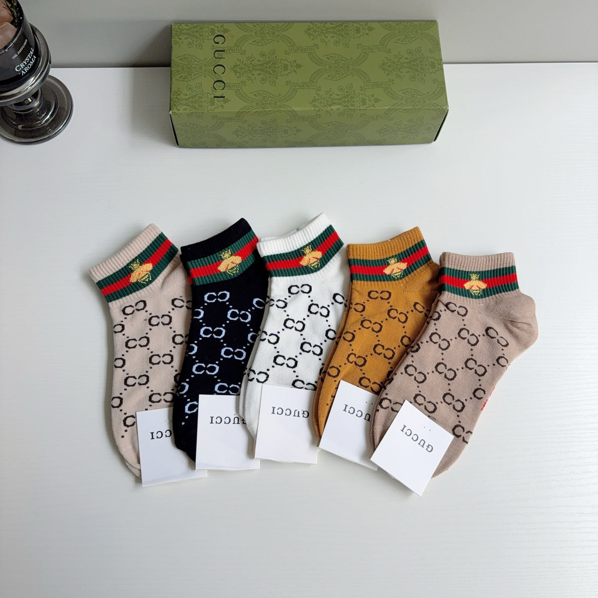 Gucci Cotton Ankle Socks – 5-Pair Set #005