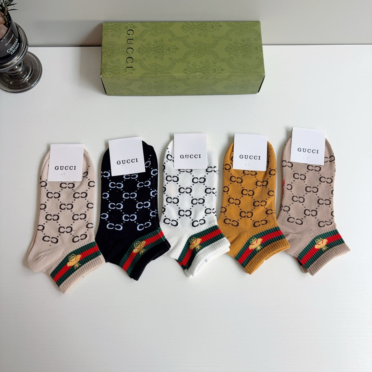 Gucci Cotton Ankle Socks – 5-Pair Set #005