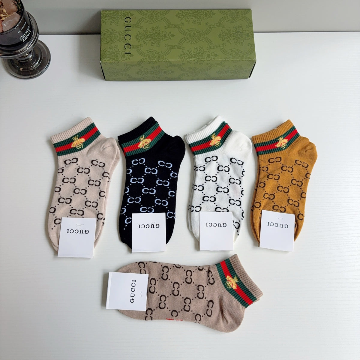 Gucci Cotton Ankle Socks – 5-Pair Set #005