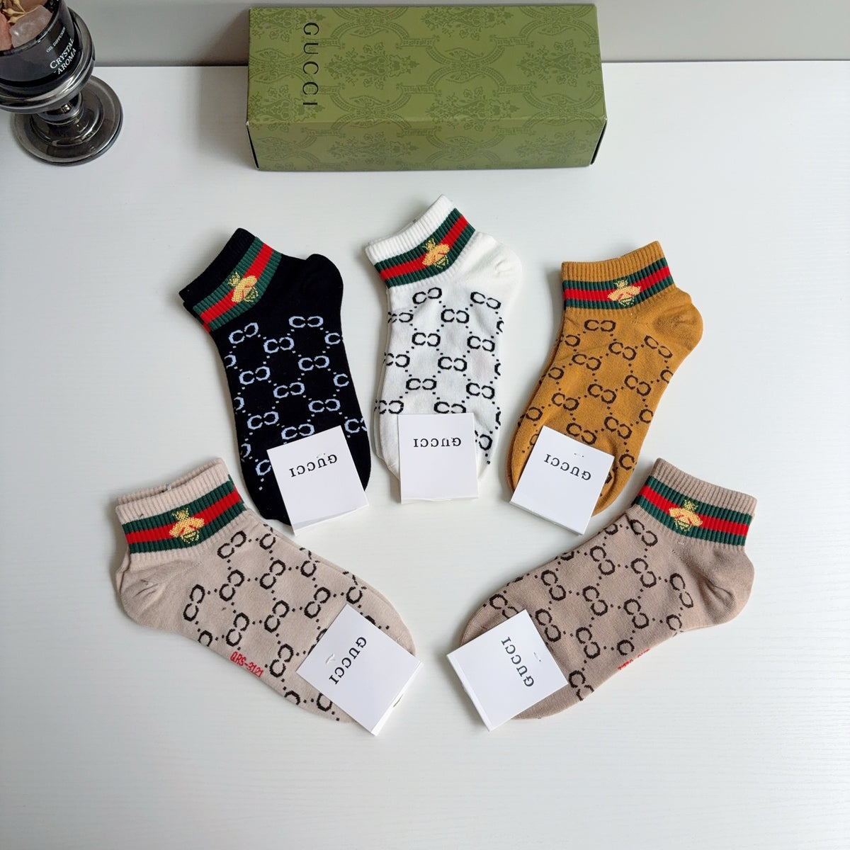 Gucci Cotton Ankle Socks – 5-Pair Set #005