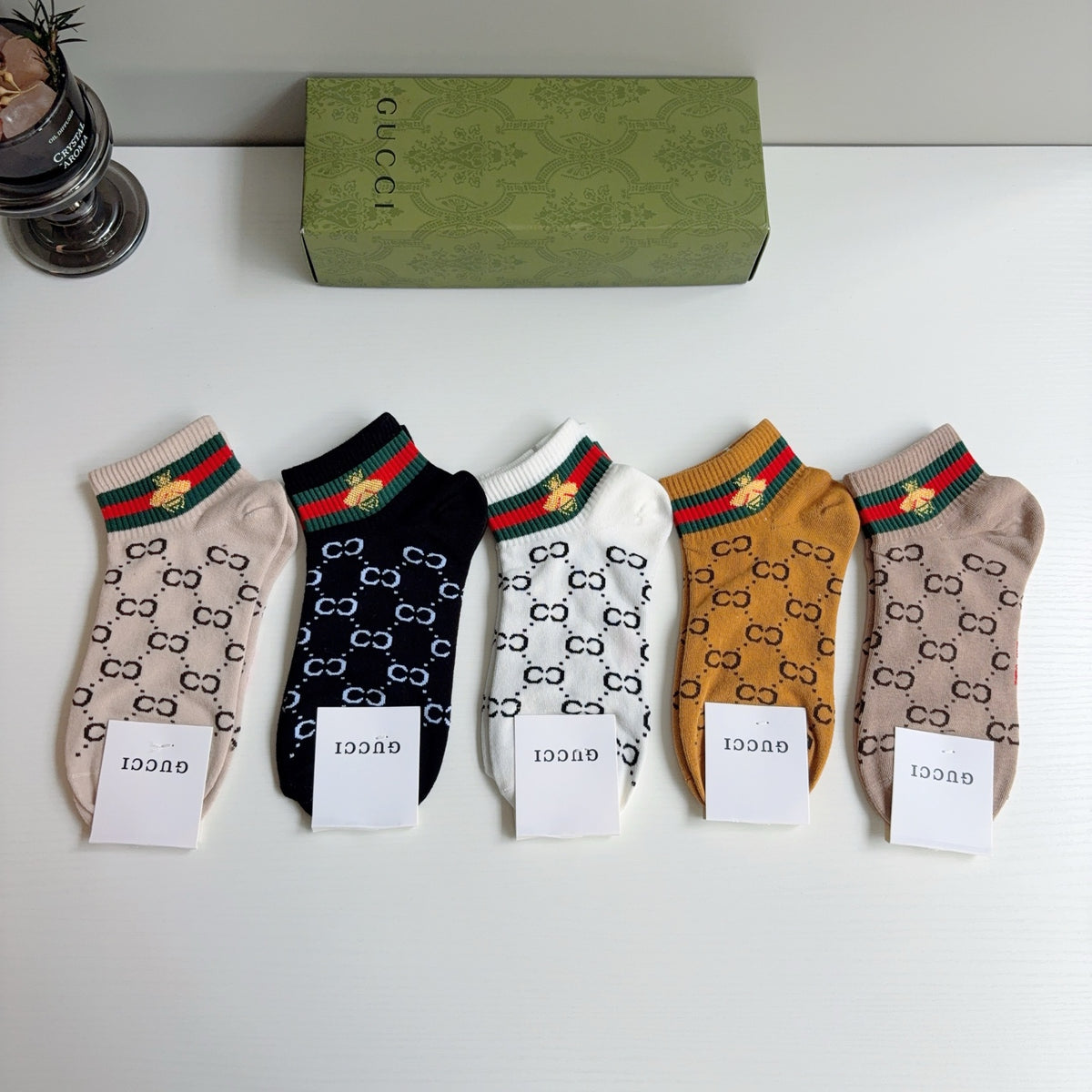 Gucci Cotton Ankle Socks – 5-Pair Set #005