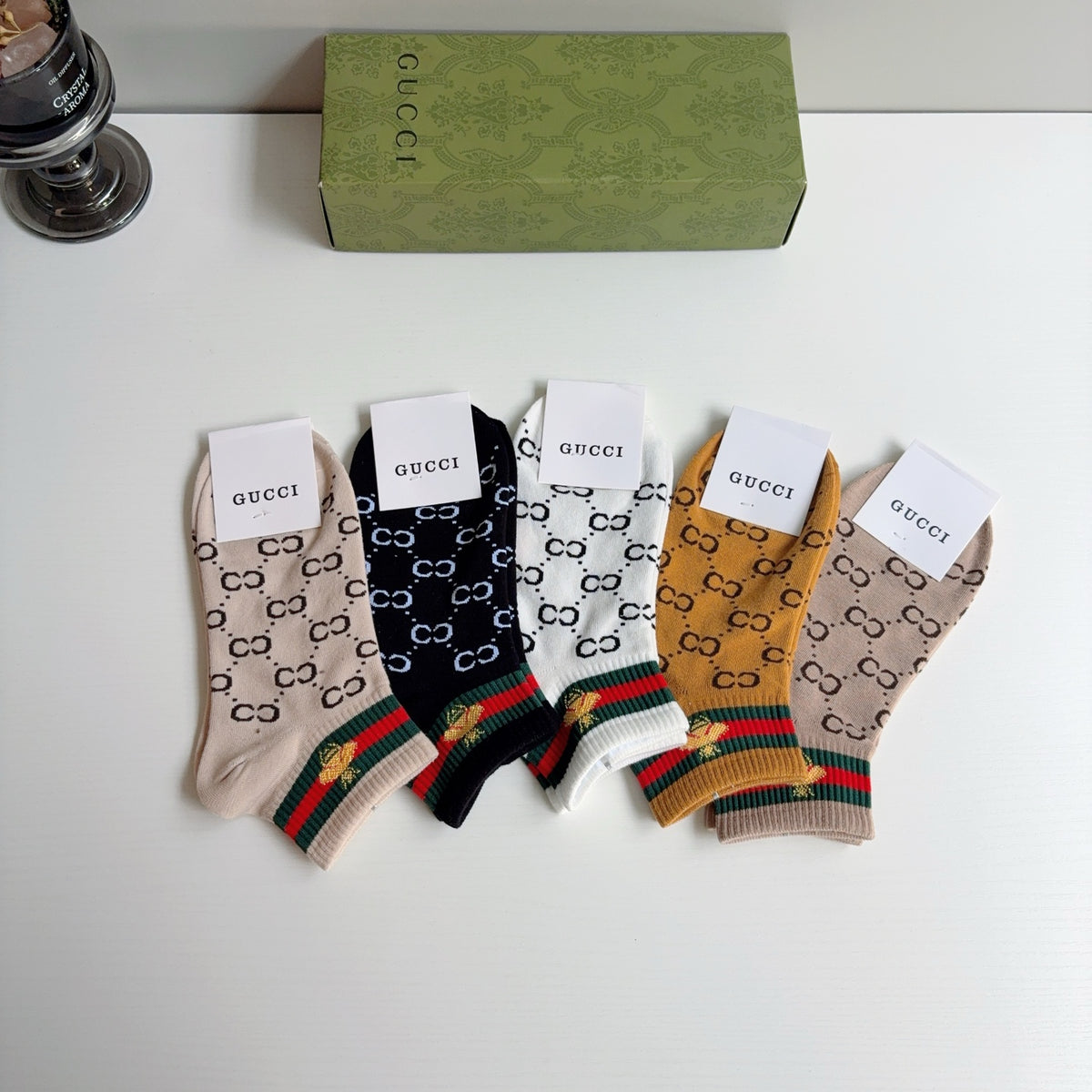 Gucci Cotton Ankle Socks – 5-Pair Set #005