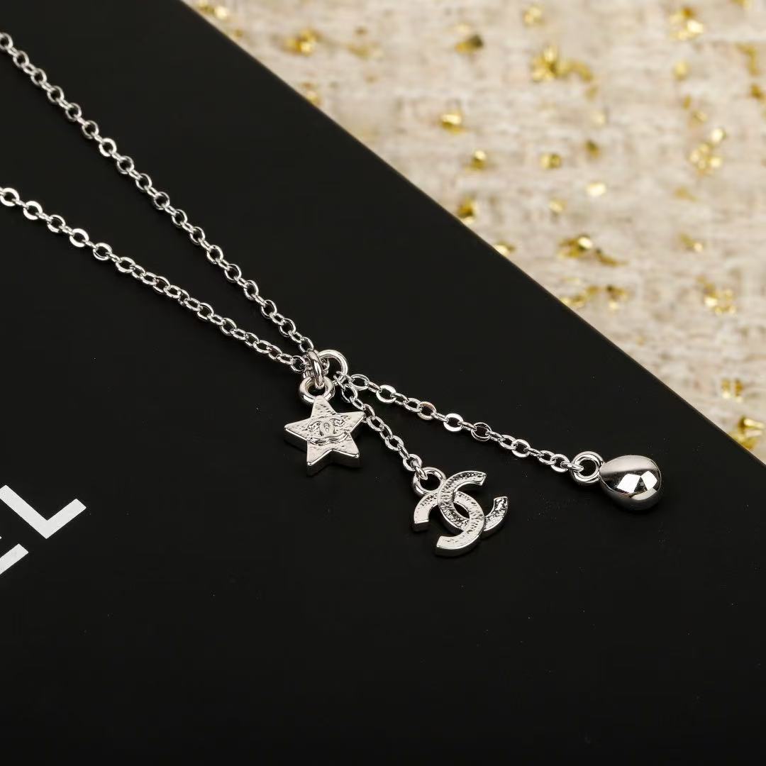 CHANEL Pearl Crystal Double-C Pendant Necklace