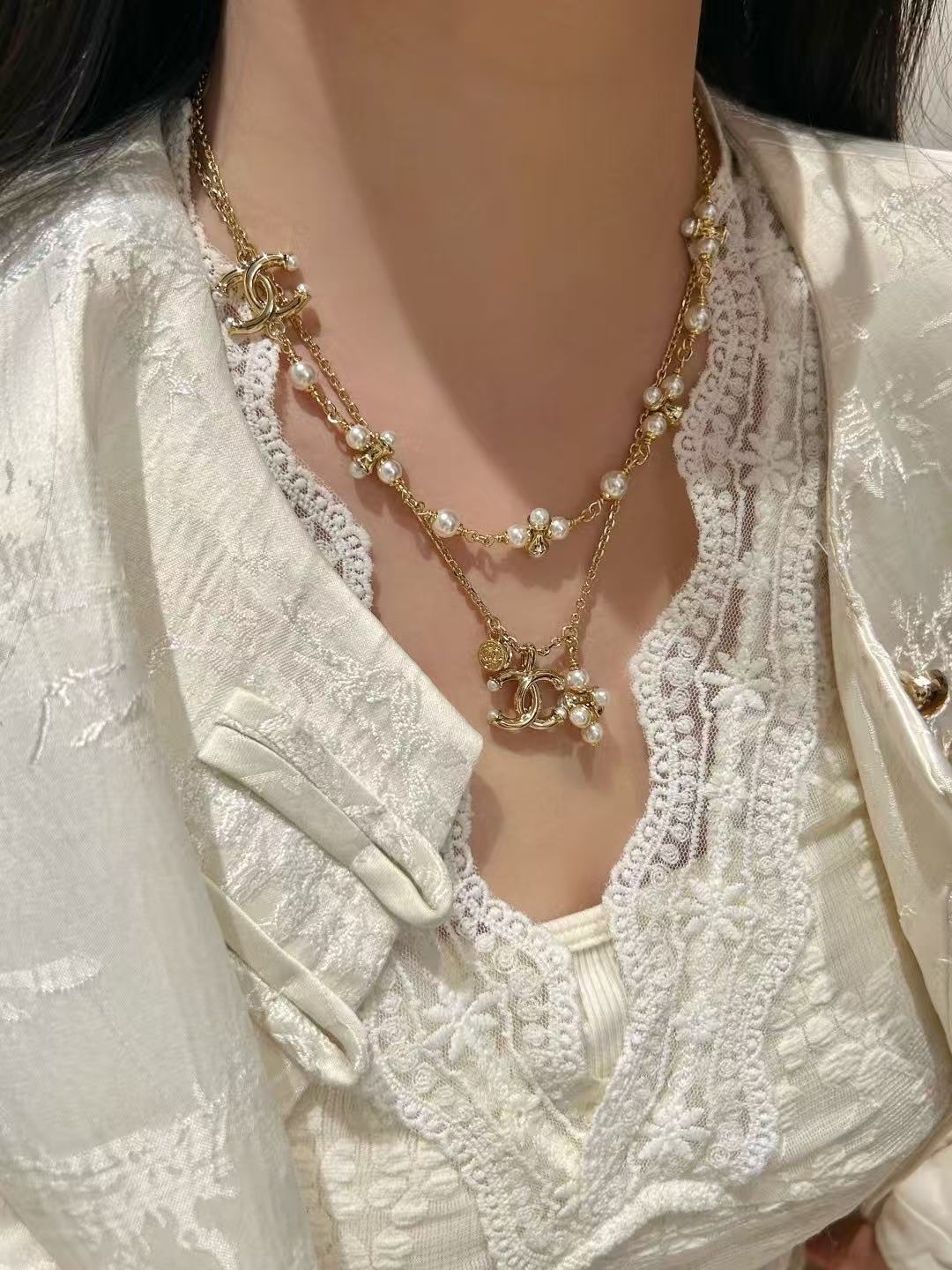 CHANEL Pearl Double-C Pendant Necklace