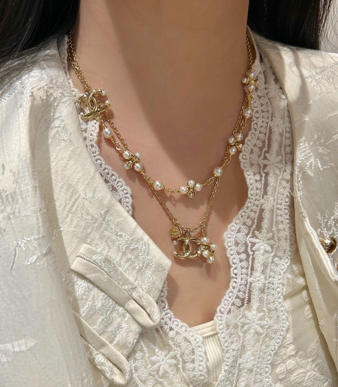 CHANEL Pearl Double-C Vintage Necklace