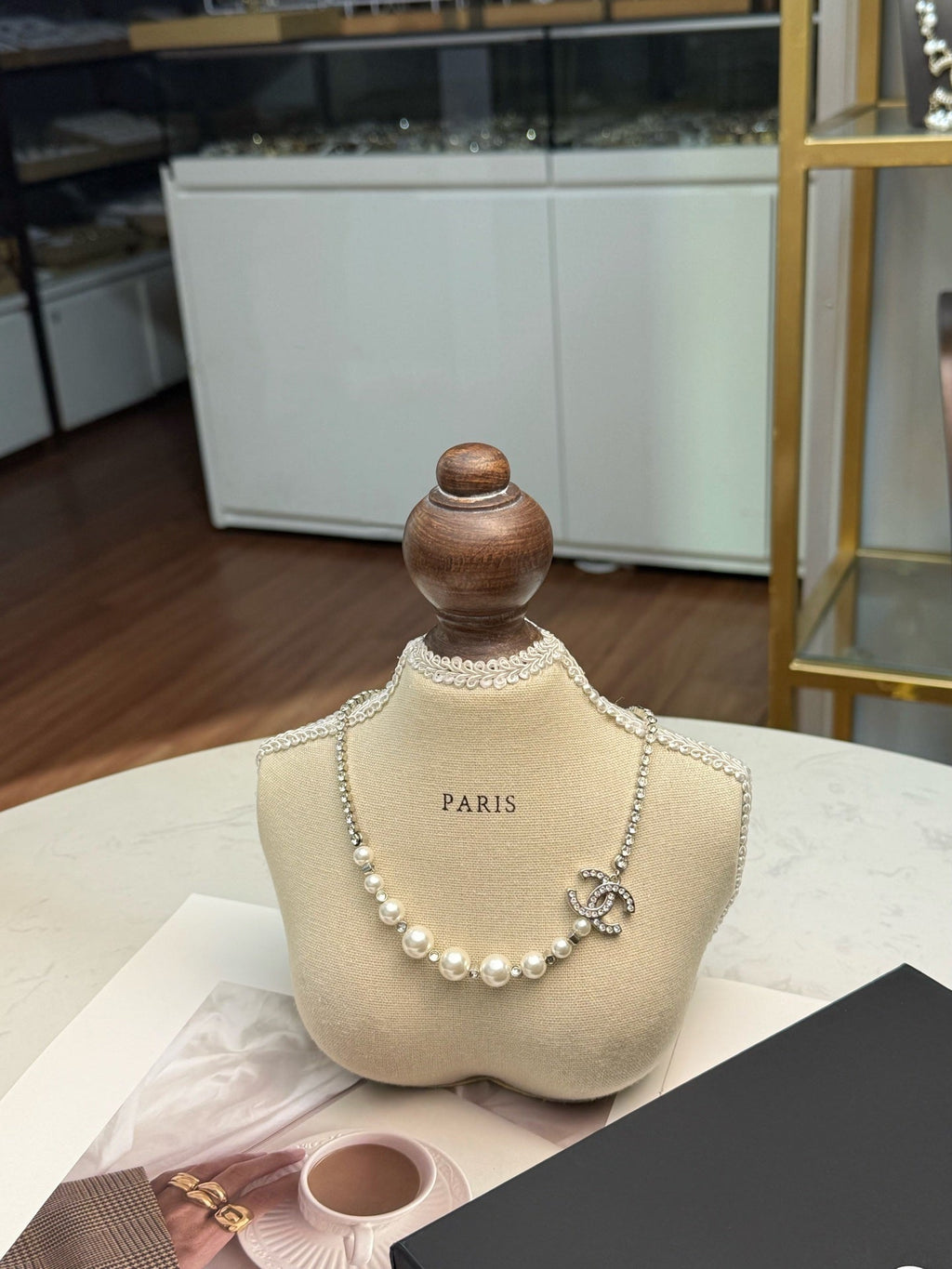 CHANEL Pearl Crystal Double-C Necklace