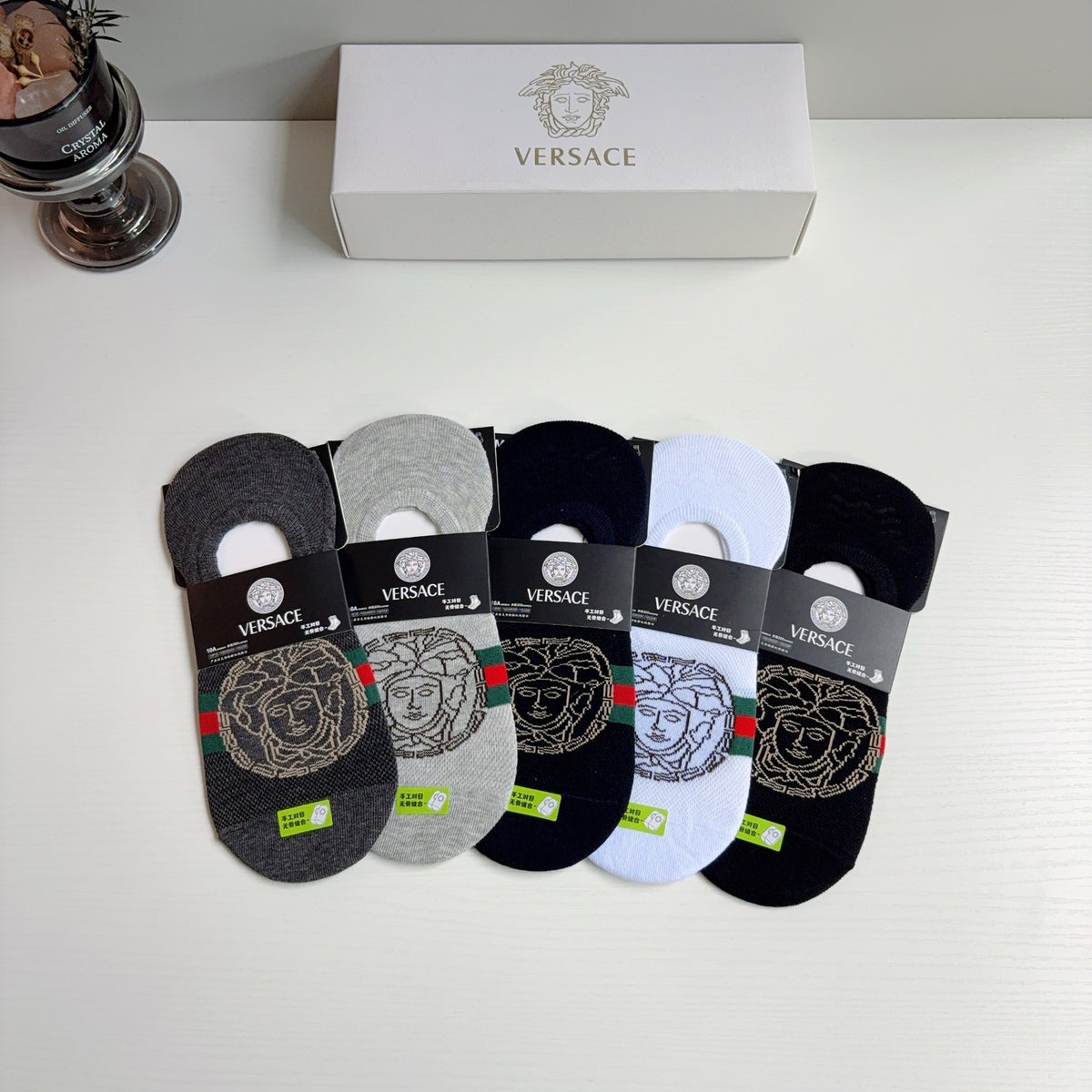 Versace Comfort No-Show Socks – 5-Pair Set #001