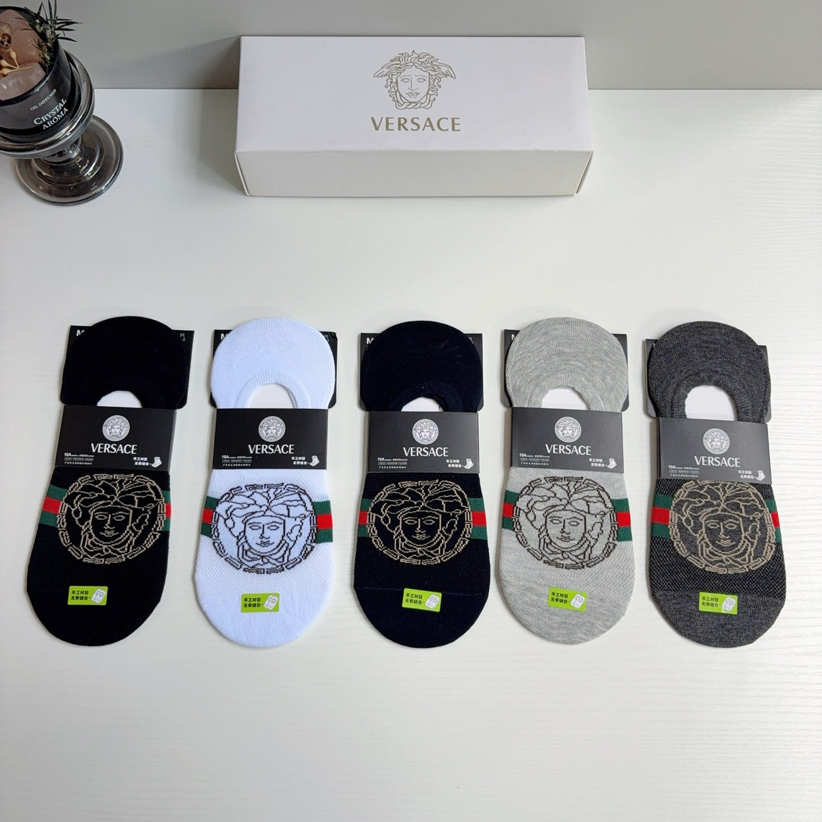 Versace Comfort No-Show Socks – 5-Pair Set #001