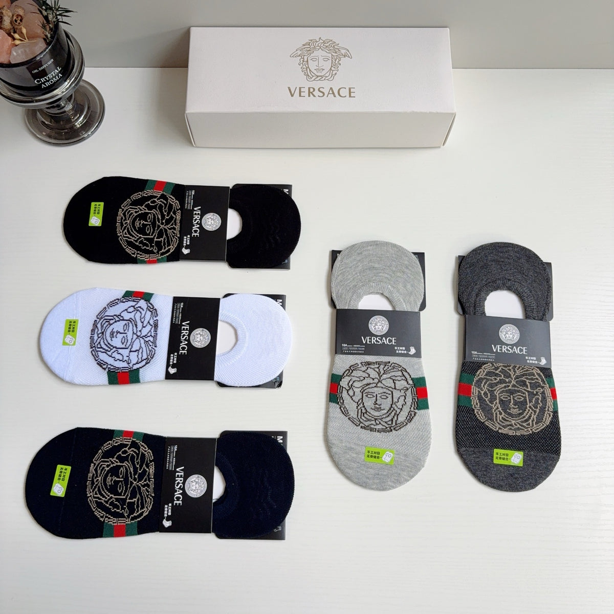 Versace Comfort No-Show Socks – 5-Pair Set #001