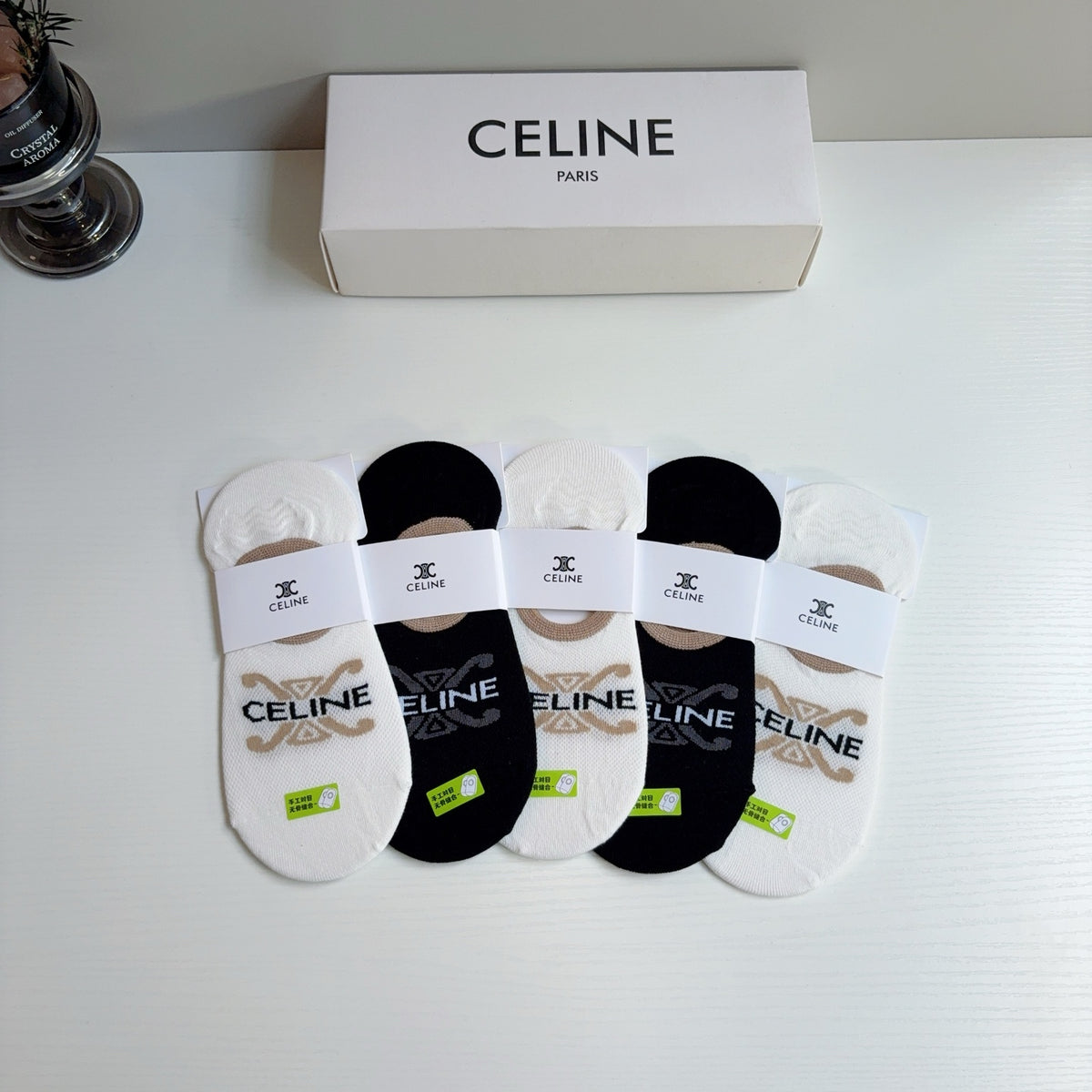 Celine Cotton No-Show Socks – 5-Pair Set #004