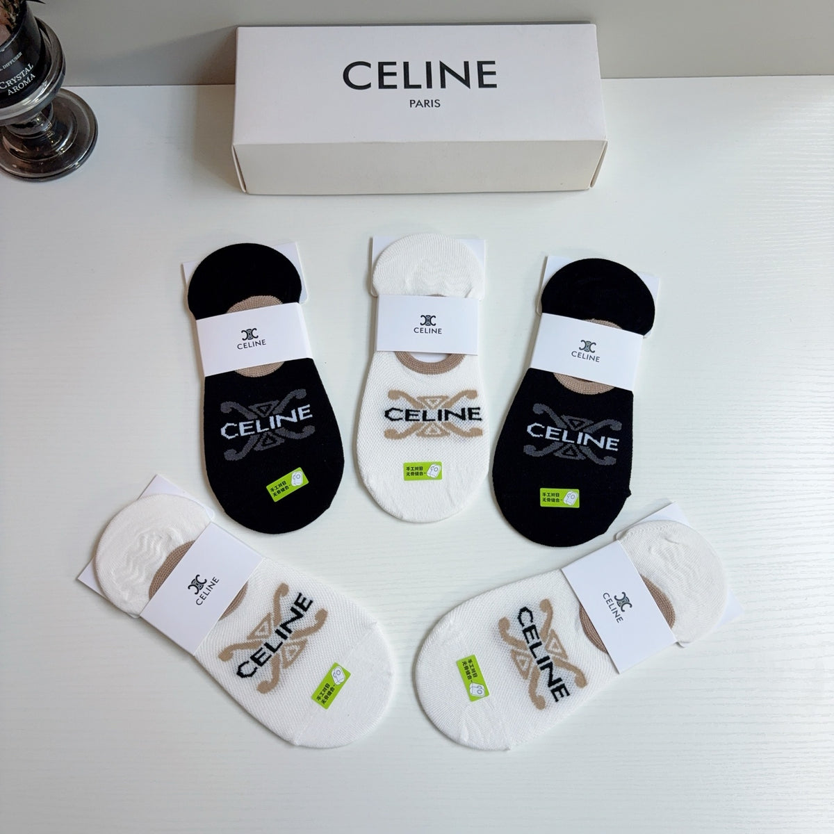 Celine Cotton No-Show Socks – 5-Pair Set #004