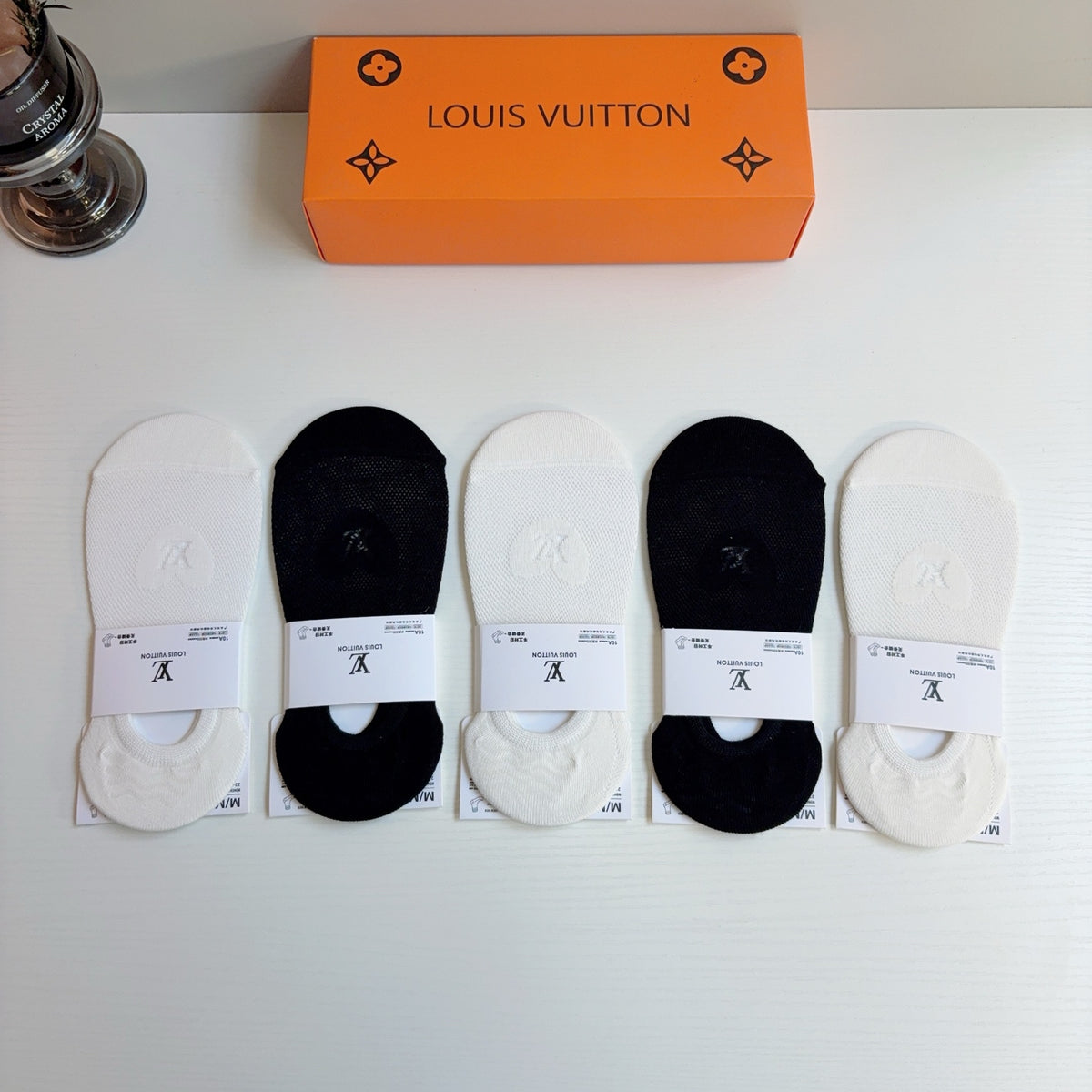 Louis Vuitton Bamboo Cotton No-Show Socks – 5-Pair Set #003