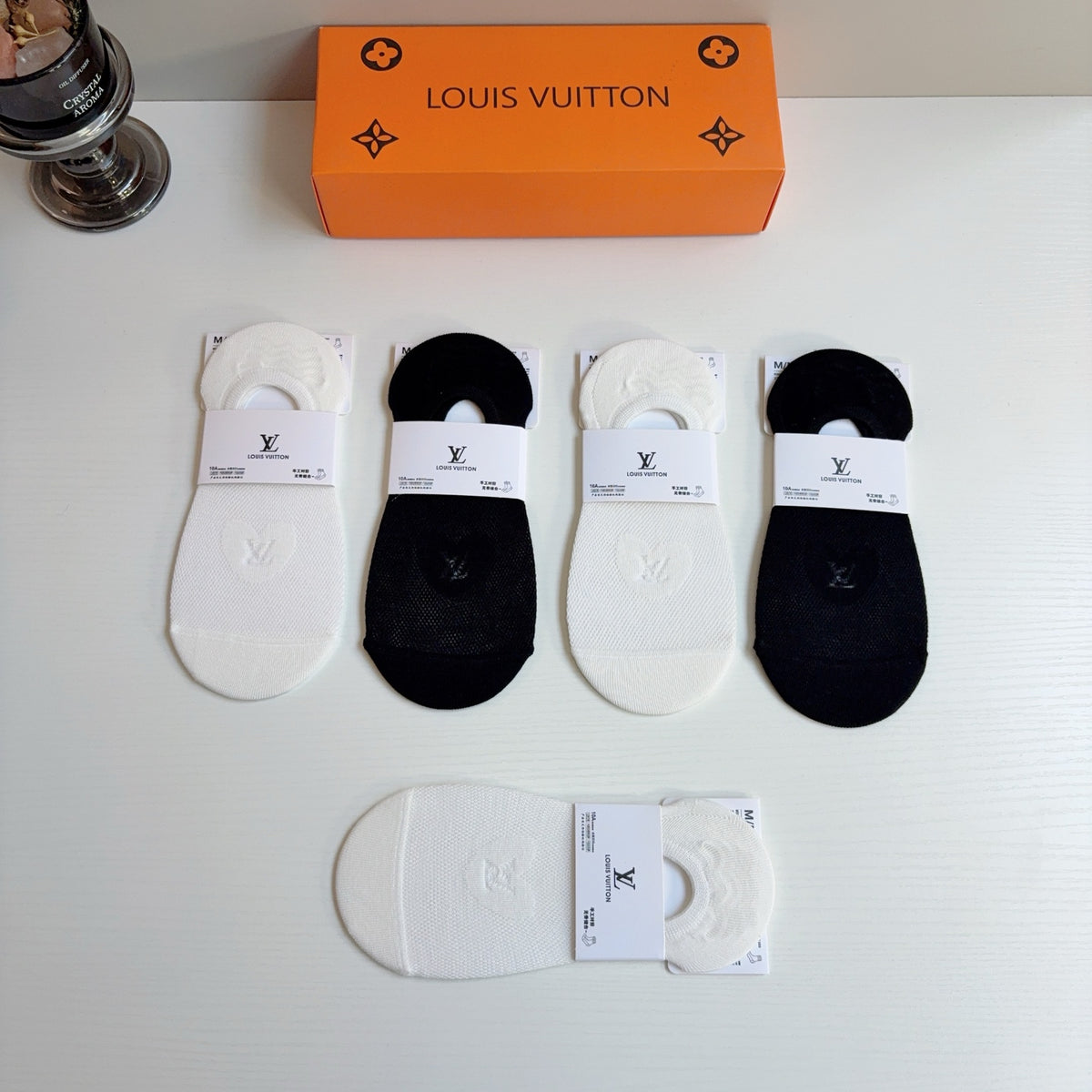 Louis Vuitton Bamboo Cotton No-Show Socks – 5-Pair Set #003
