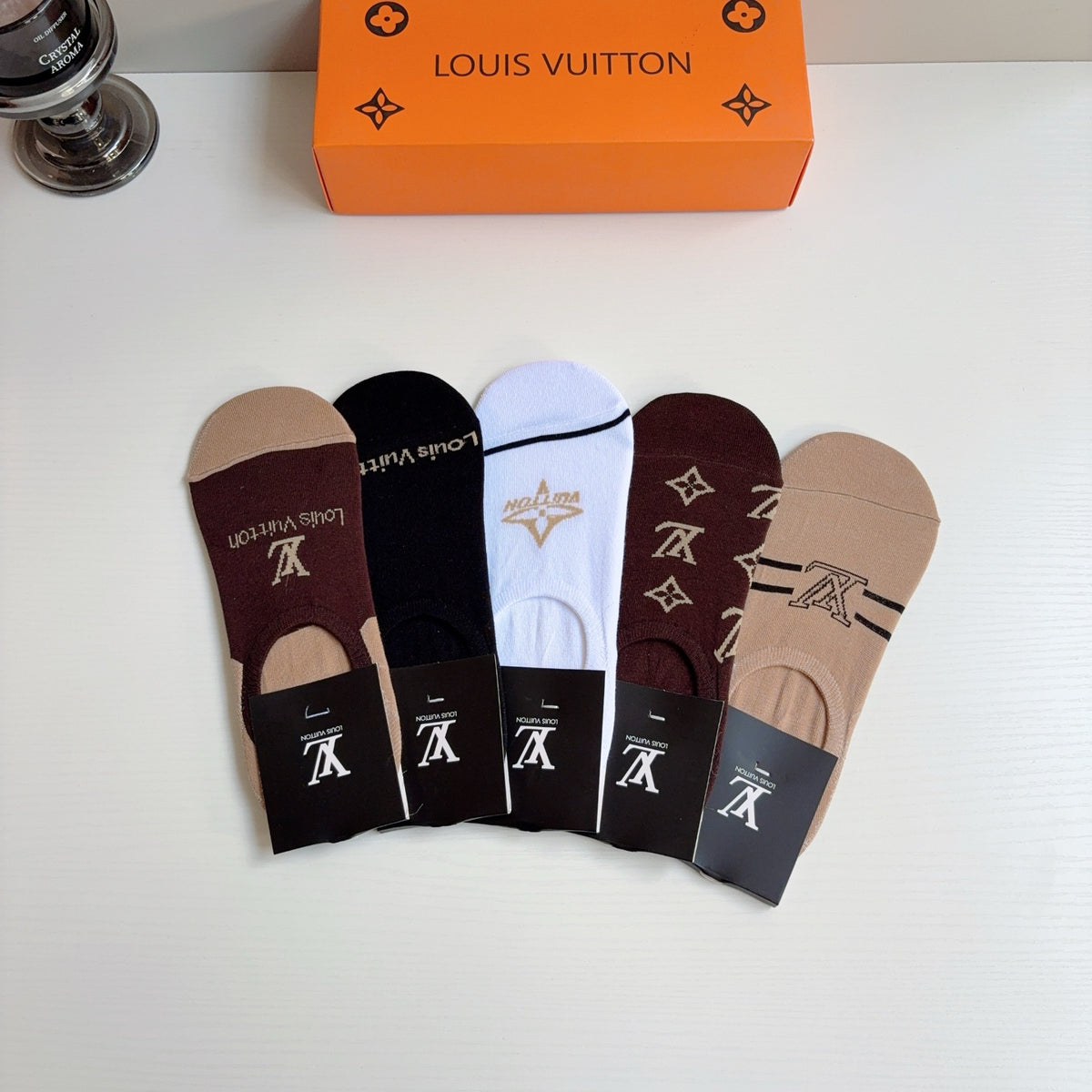 Louis Vuitton Cotton No-Show Socks – 5-Pair Set #001