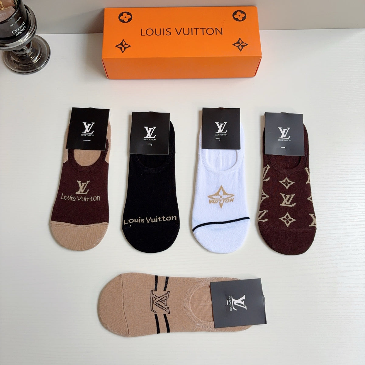 Louis Vuitton Cotton No-Show Socks – 5-Pair Set #001
