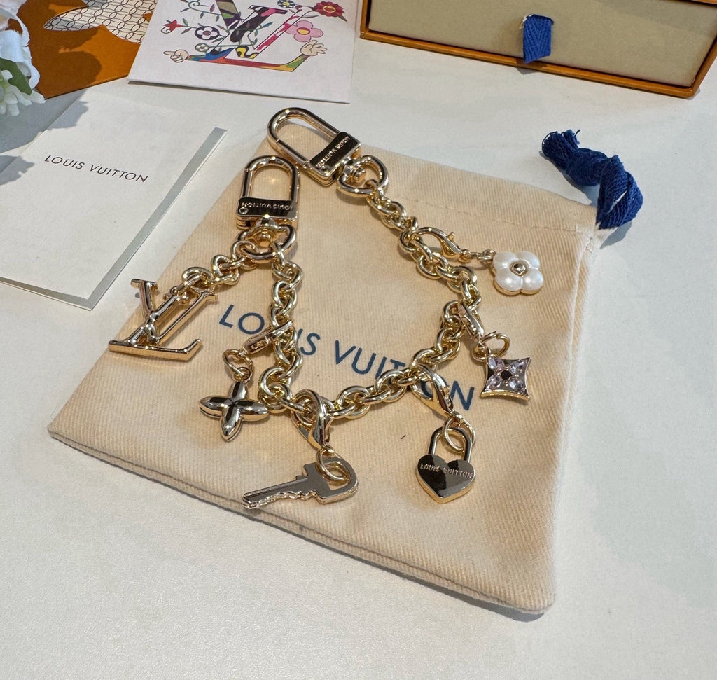 LOUIS VUITTON Canvas Cherry Blossom Bag Charm Keychain