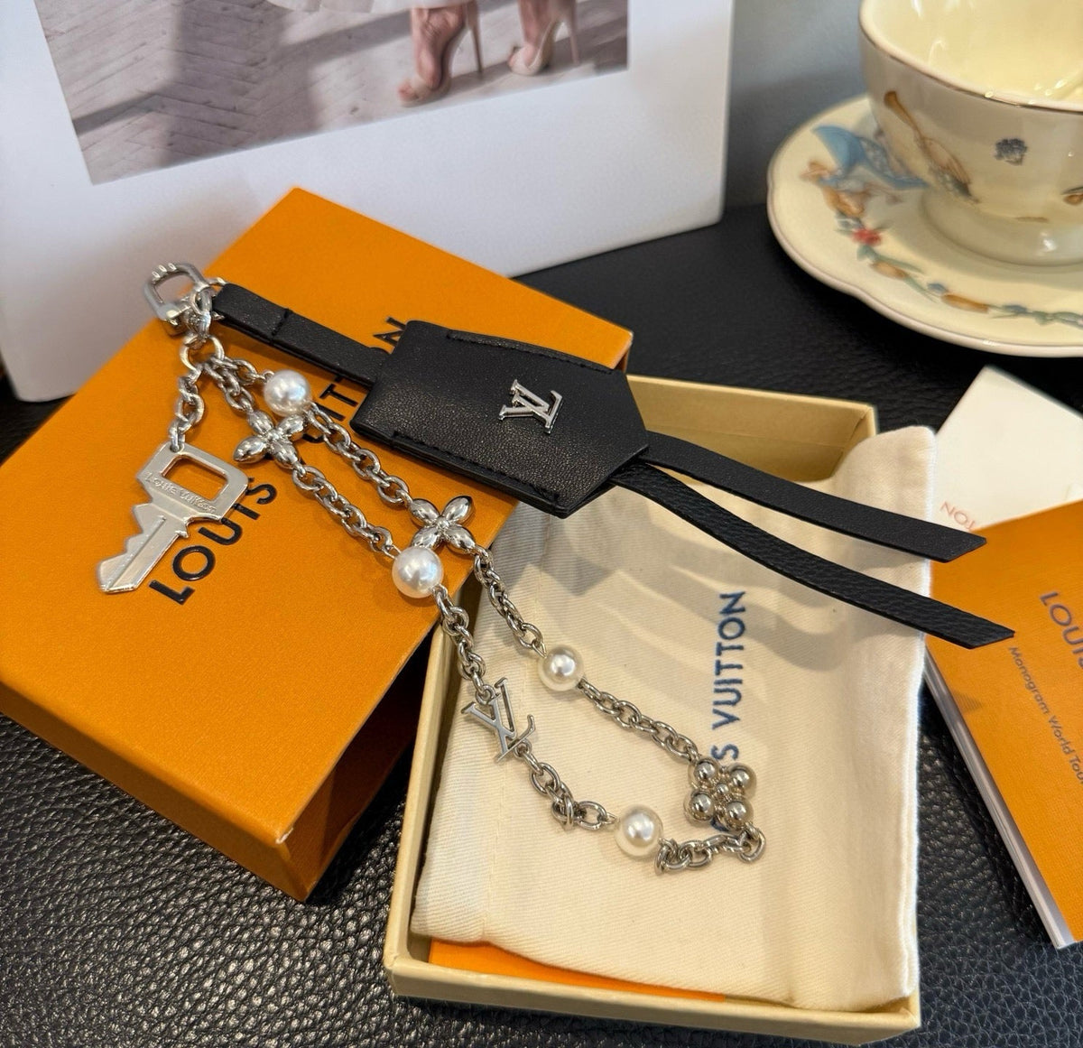 LOUIS VUITTON Logo Bag Charm Keychain