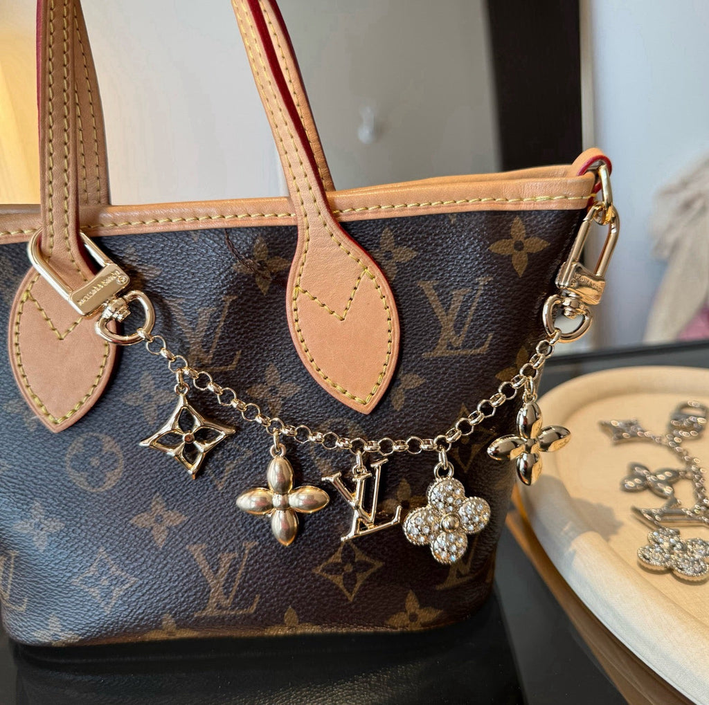 LOUIS VUITTON Canvas Flower Bag Charm Keychain