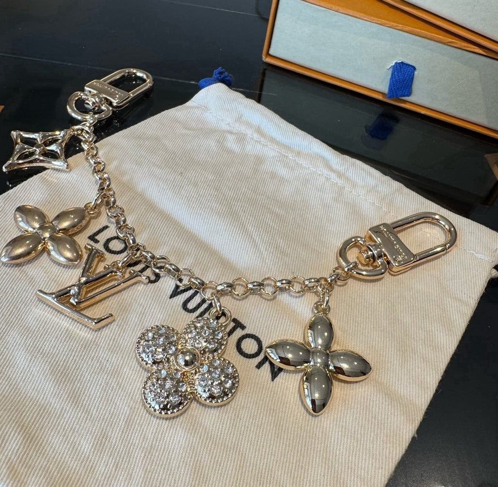 LOUIS VUITTON Canvas Flower Bag Charm Keychain