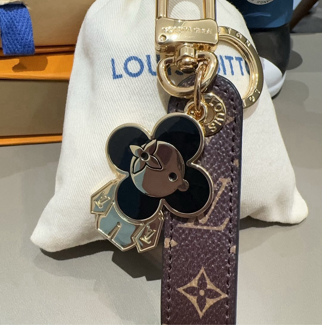 LOUIS VUITTON Canvas Metal Bag Charm Keychain