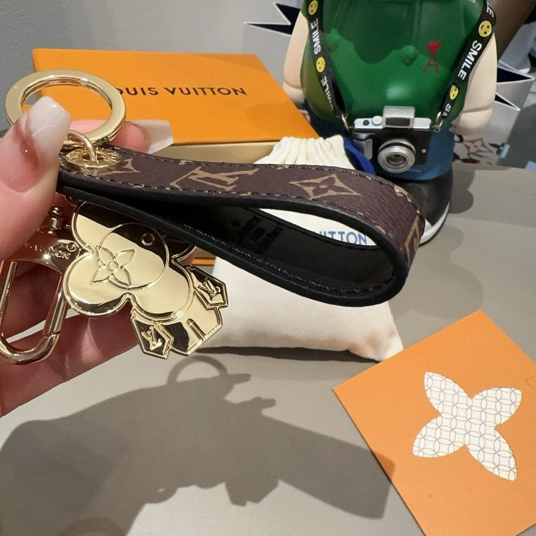 LOUIS VUITTON Canvas Metal Bag Charm Keychain