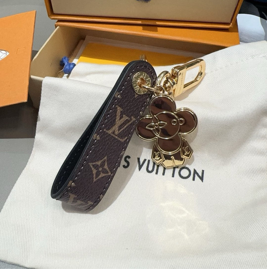 LOUIS VUITTON Canvas Metal Bag Charm Keychain