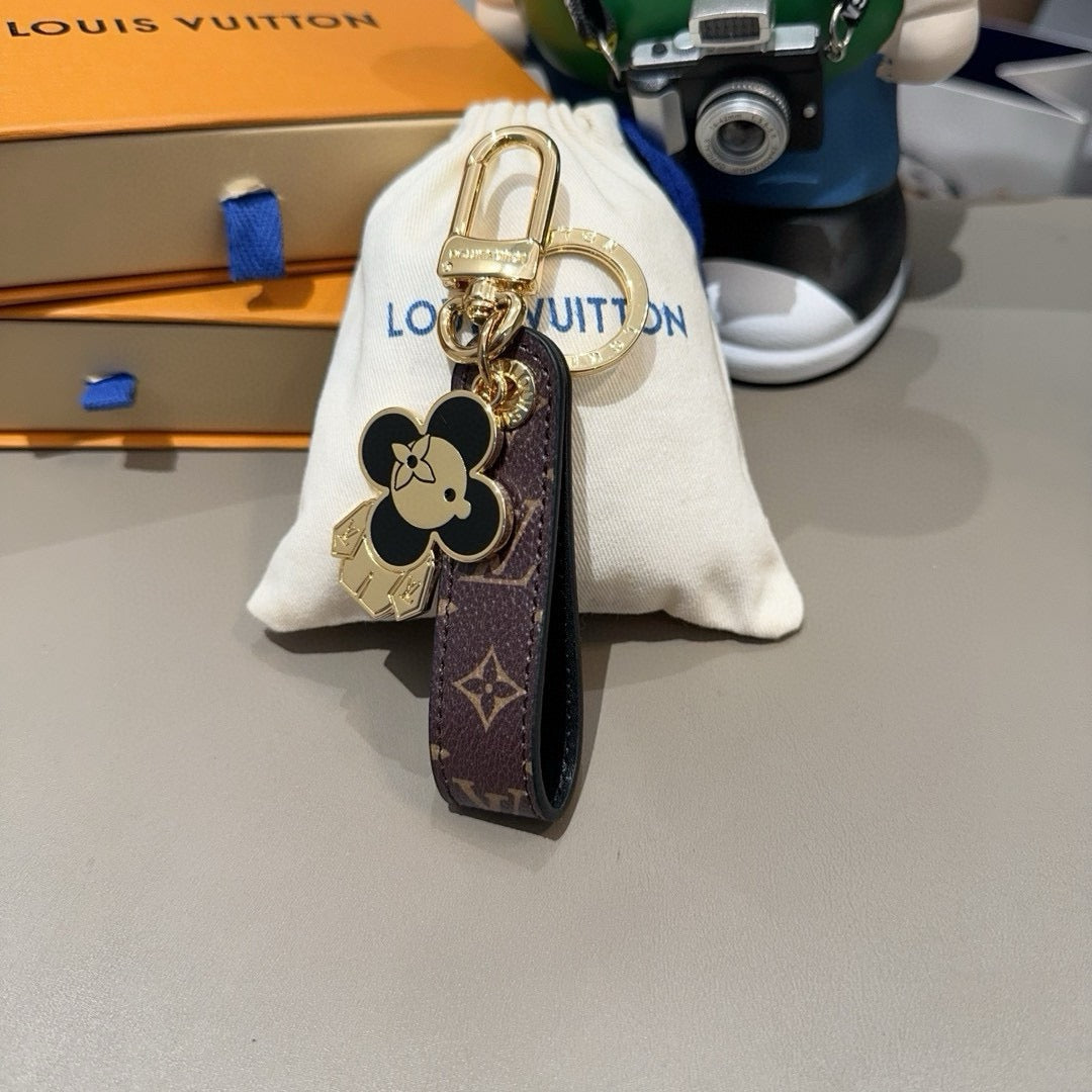 LOUIS VUITTON Canvas Metal Bag Charm Keychain