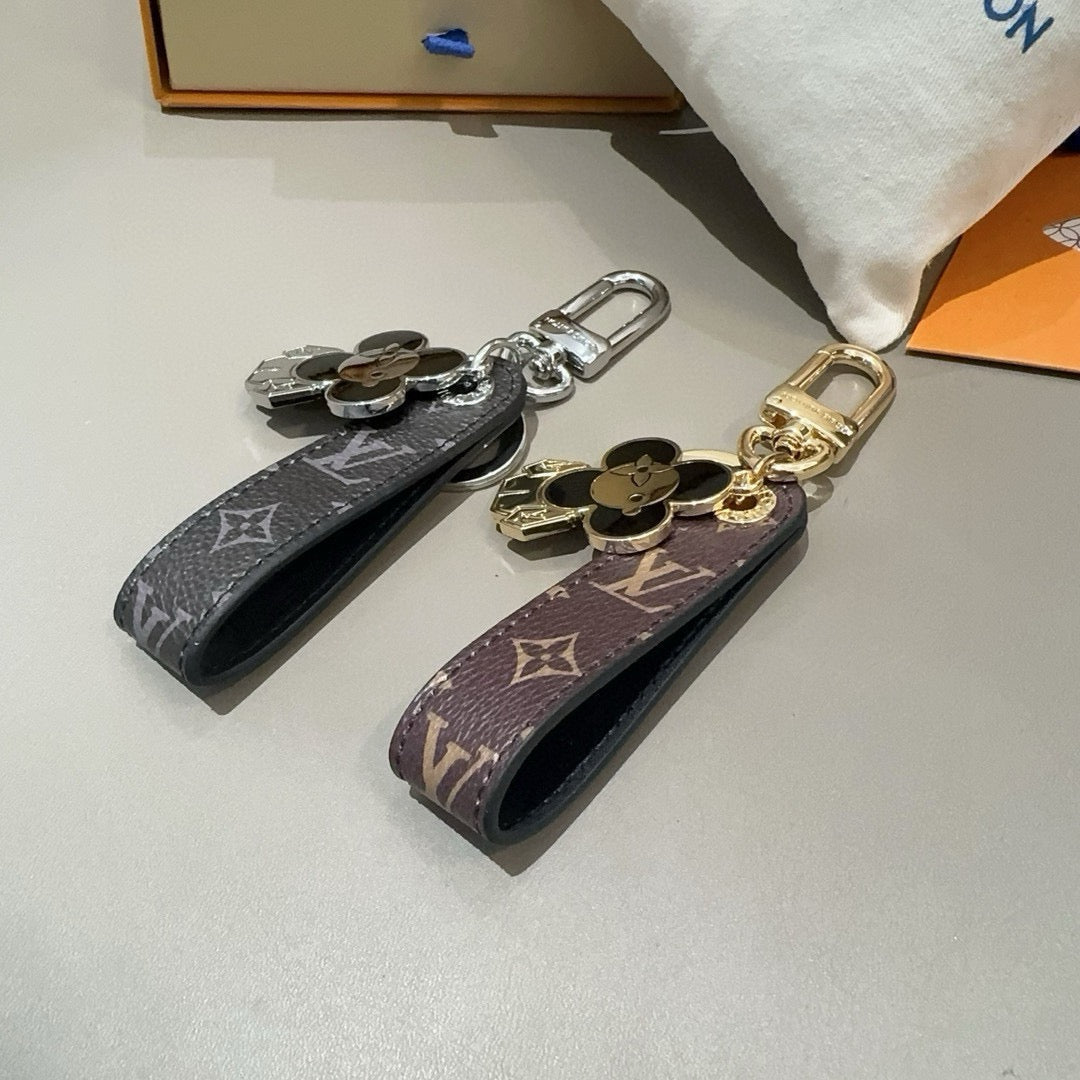 LOUIS VUITTON Canvas Metal Bag Charm Keychain