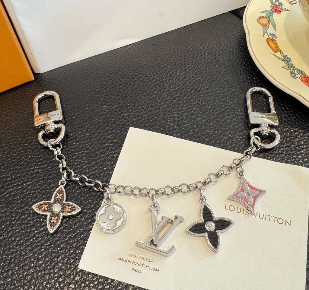 LOUIS VUITTON Canvas Flower Bag Charm Keychain