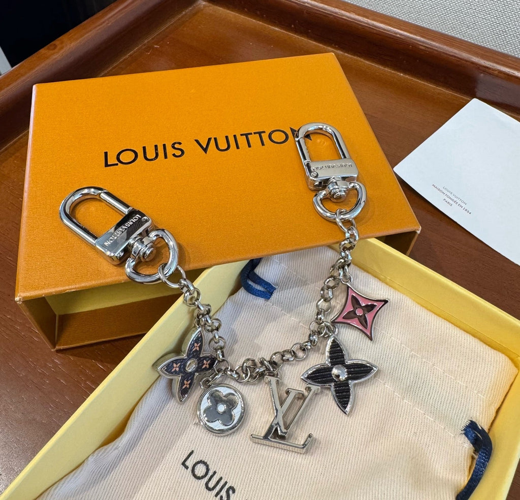 LOUIS VUITTON Canvas Flower Bag Charm Keychain