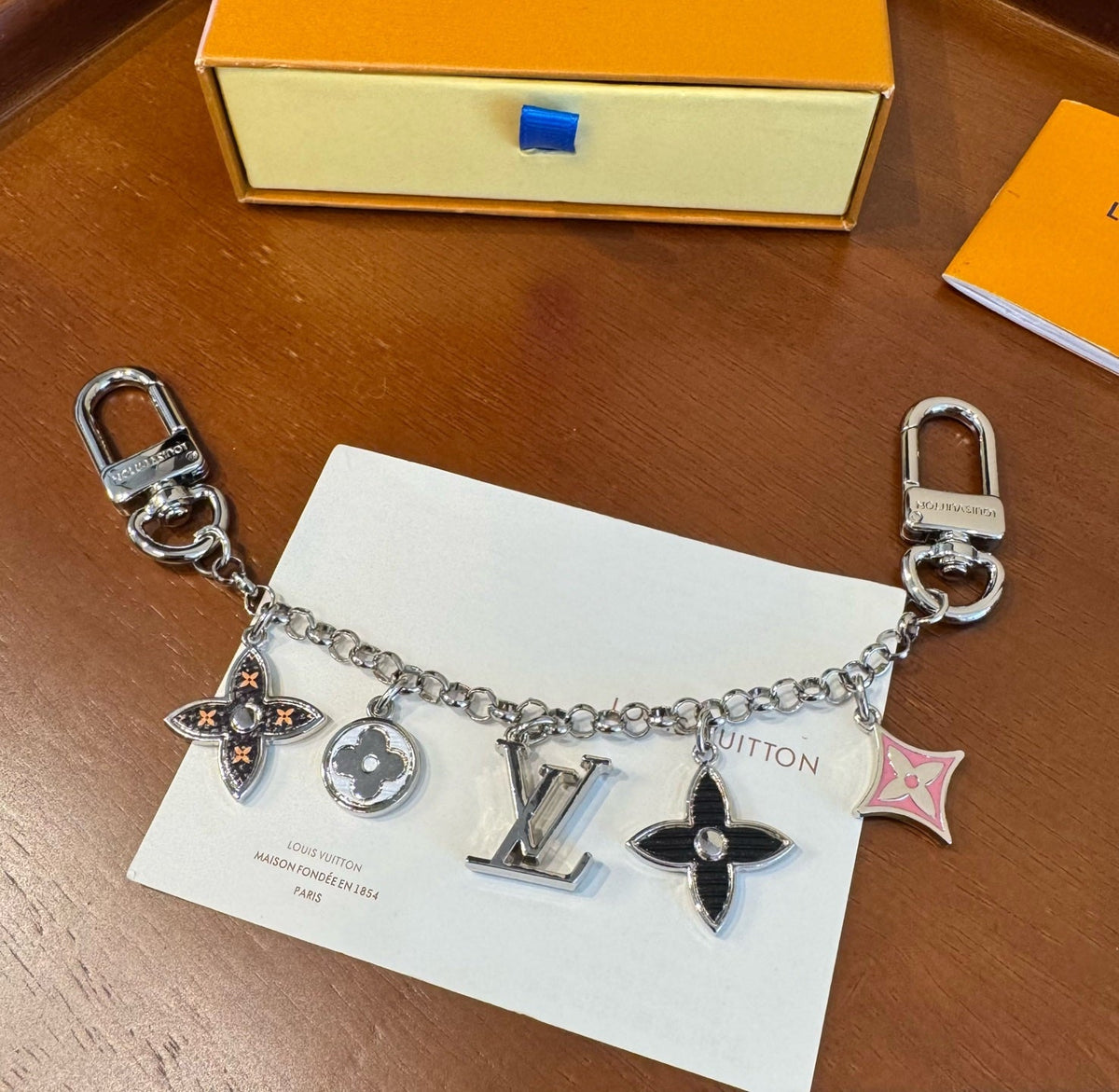 LOUIS VUITTON Canvas Flower Bag Charm Keychain