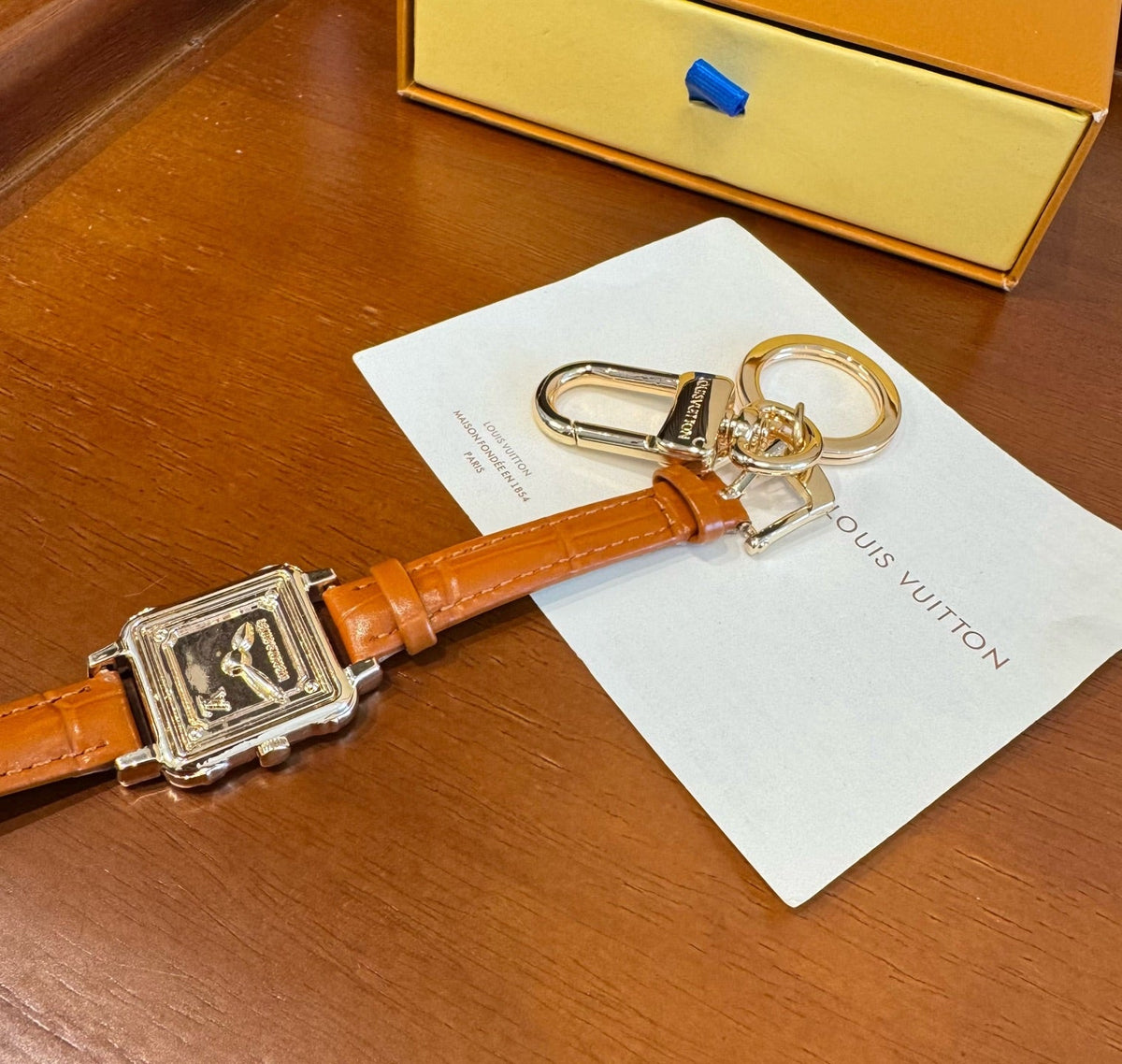 LOUIS VUITTON Leather Bag Charm Keychain