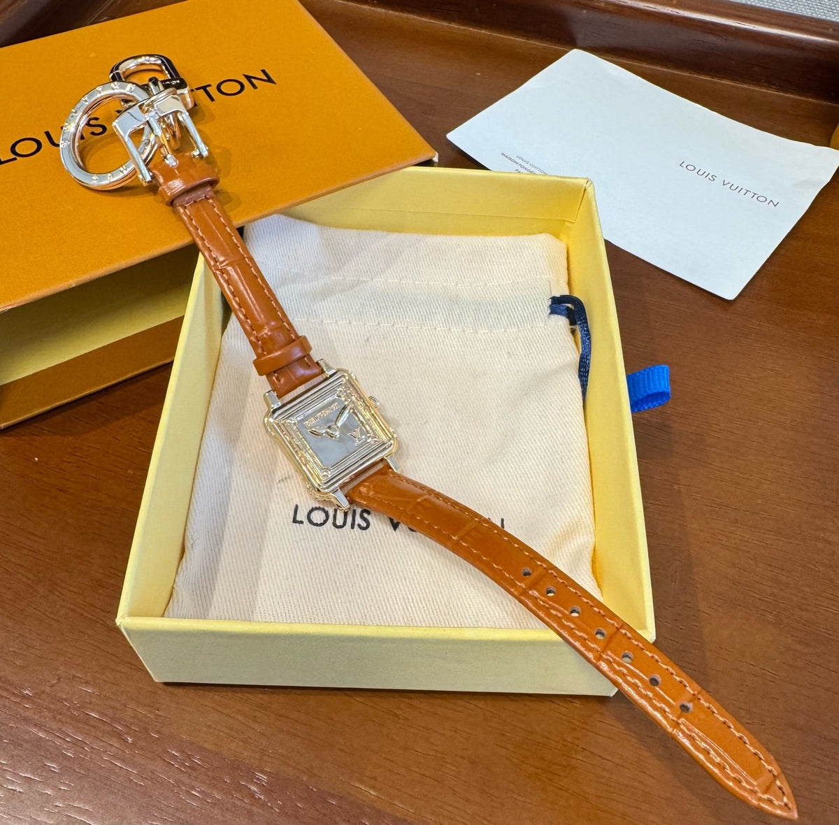 LOUIS VUITTON Leather Bag Charm Keychain