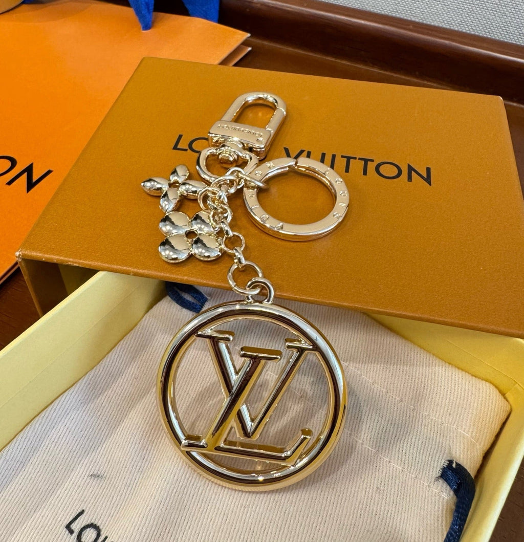 LOUIS VUITTON Canvas Flower Bag Charm Keychain