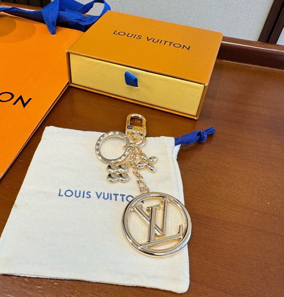 LOUIS VUITTON Canvas Flower Bag Charm Keychain