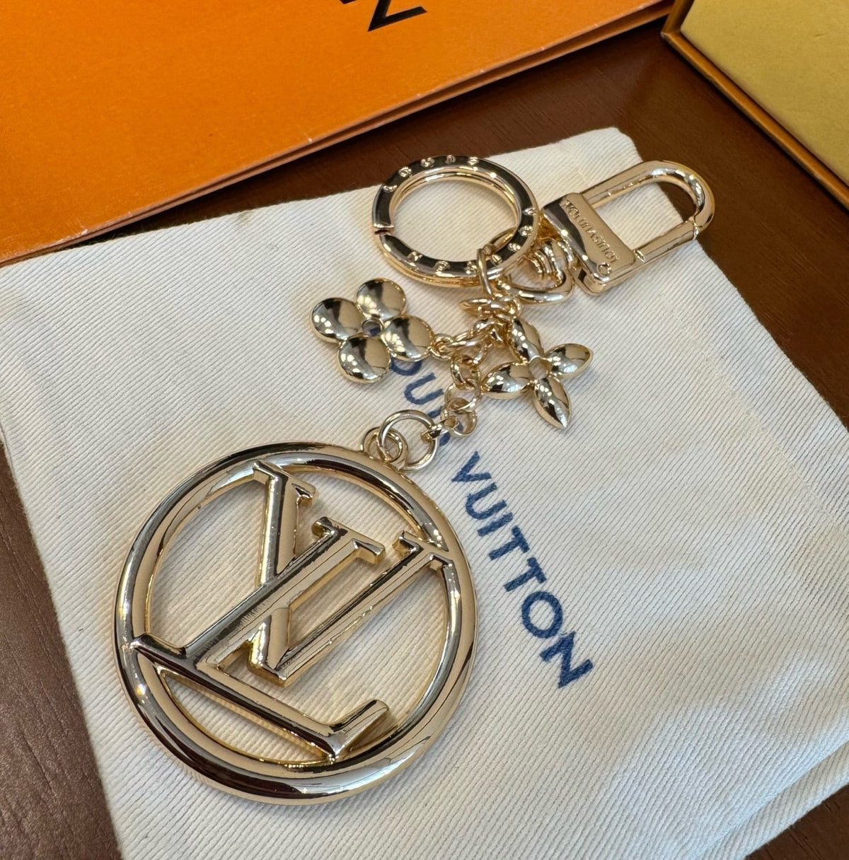 LOUIS VUITTON Canvas Flower Bag Charm Keychain