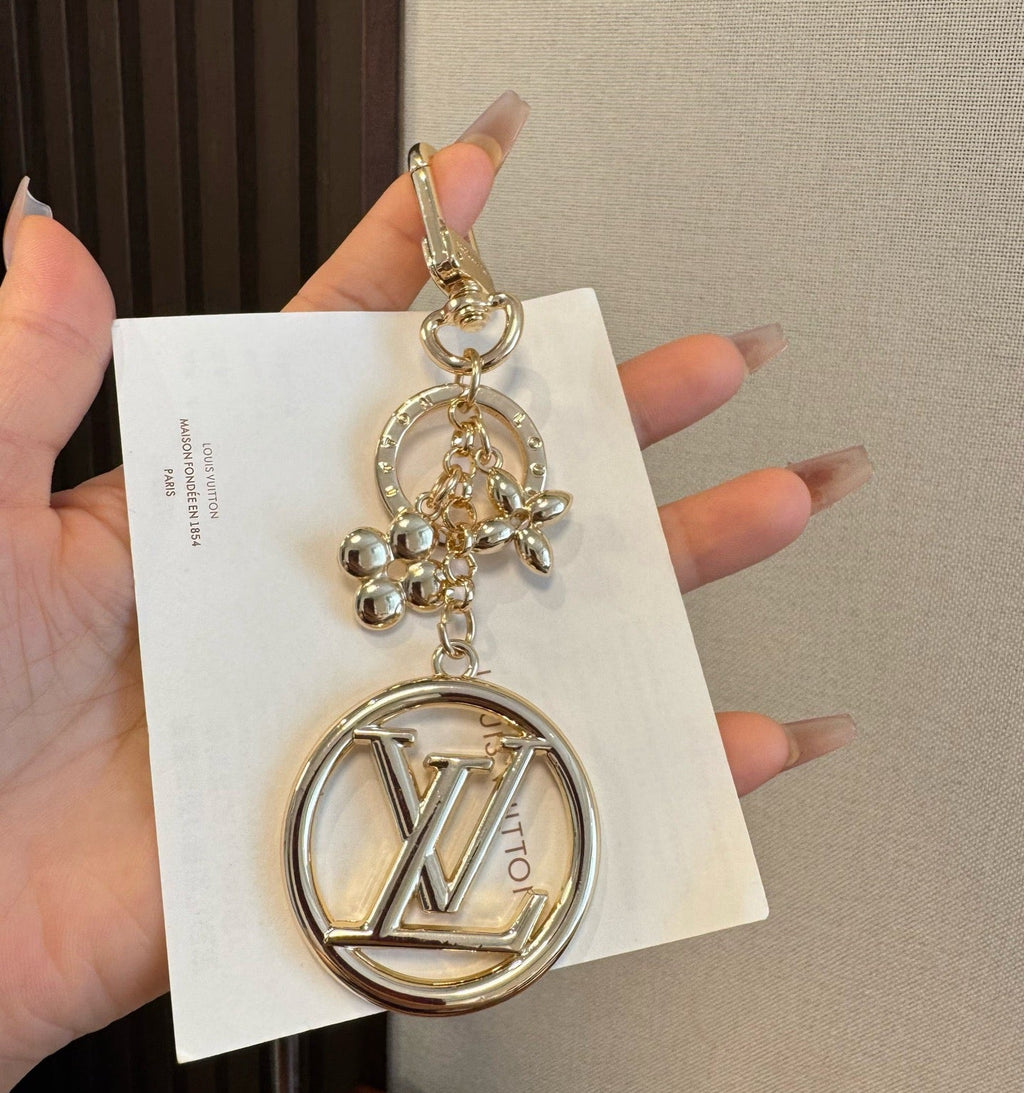 LOUIS VUITTON Canvas Flower Bag Charm Keychain