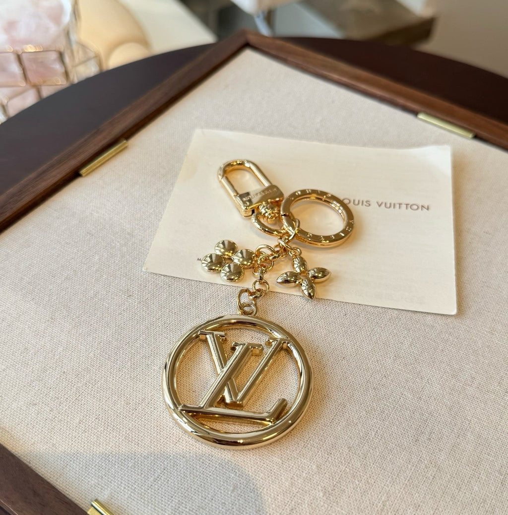 LOUIS VUITTON Canvas Flower Bag Charm Keychain