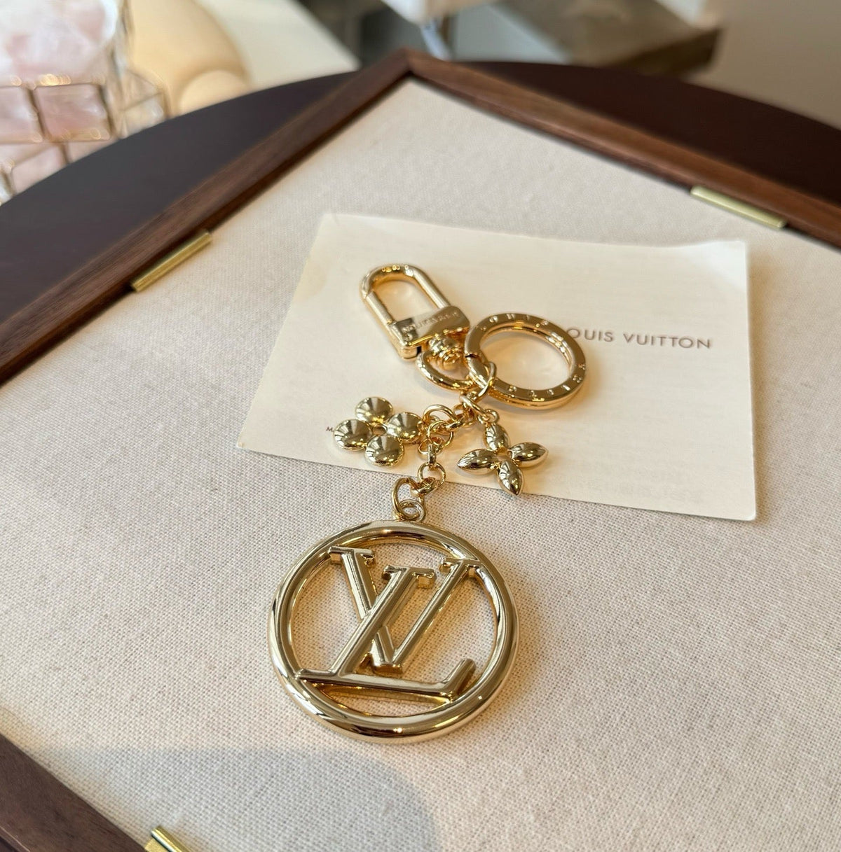 LOUIS VUITTON Canvas Flower Bag Charm Keychain