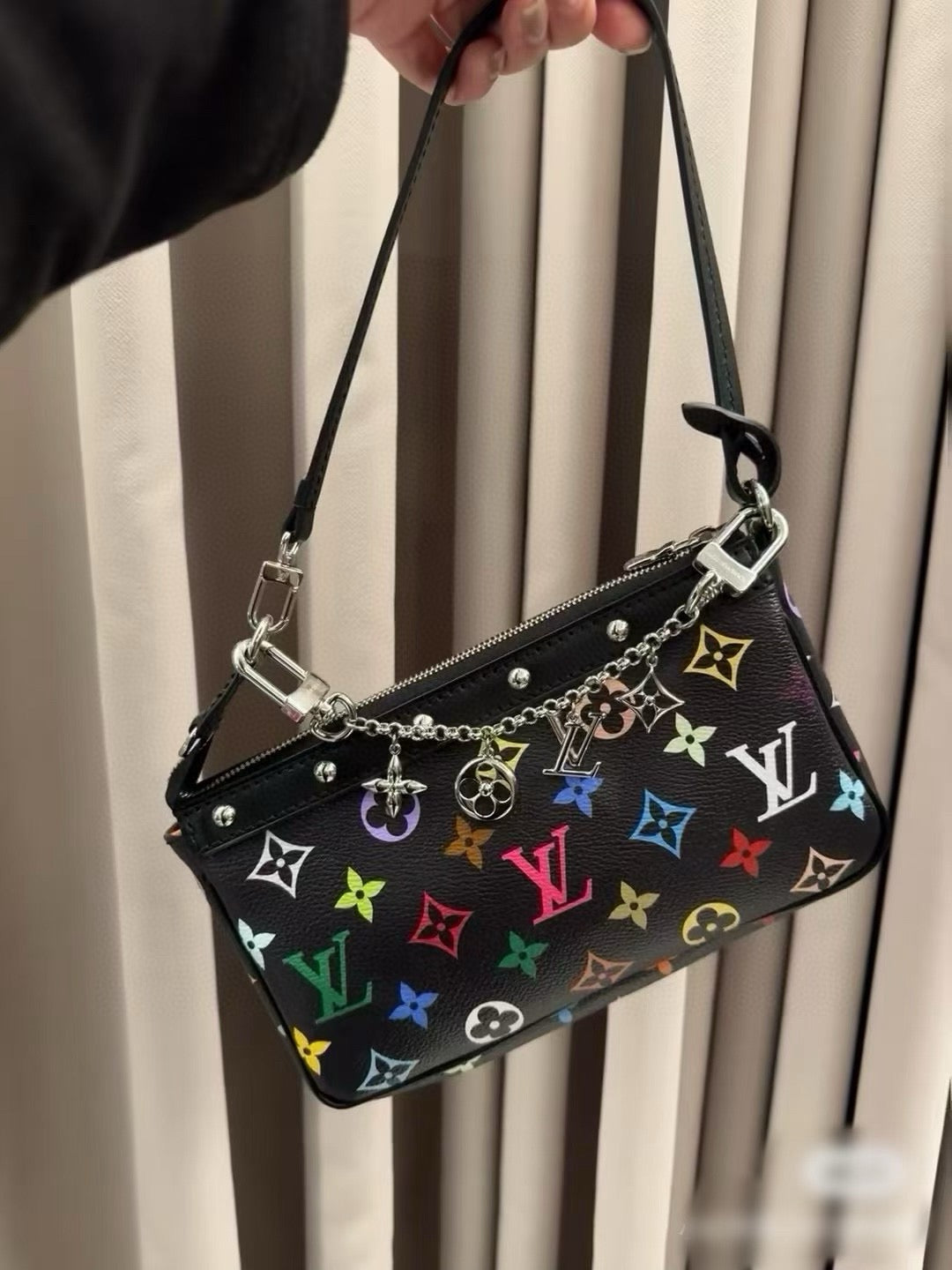 LOUIS VUITTON M01188 Canvas Flower Bag Charm Keychain